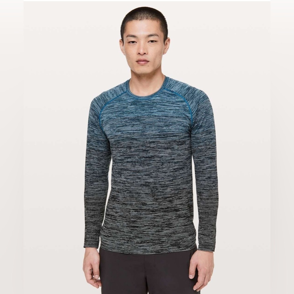 Lululemon Metal Vent Tech Long Sleeve Shirt Men’s Medium Blue Black Ombre
